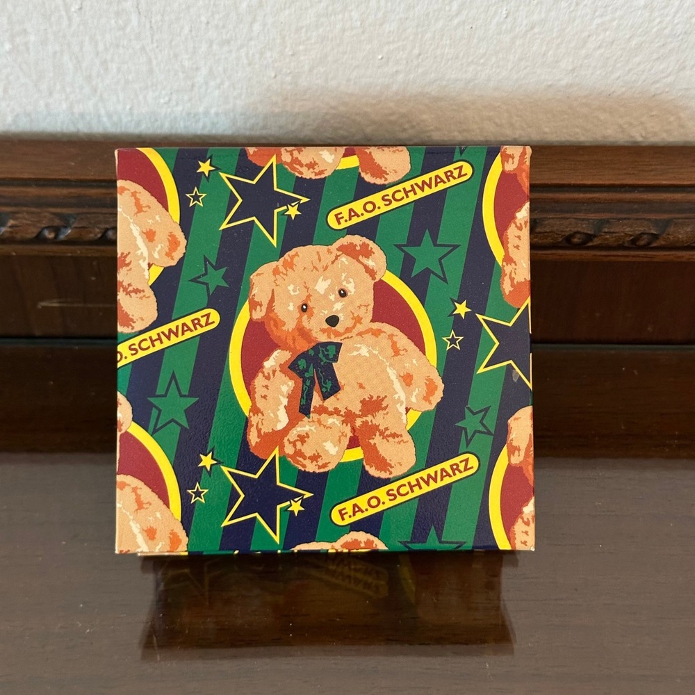 Vintage FAO Schwarz Teddy Bear Sticky Note Holder Desk Accessory Collectible